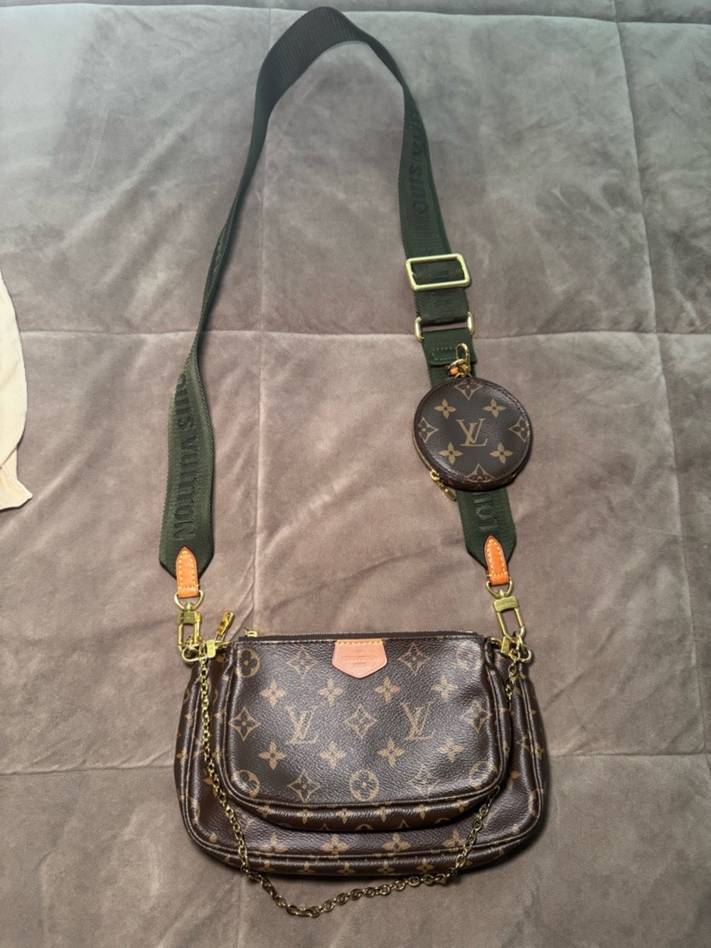 Louis Vuitton Brown Monogram Multi-Pochette with Olive Strap